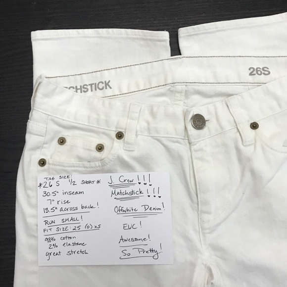 💙👖NICE J CREW MATCHSTICK👖💙26 1/2 30.5 OFFWHITE - Picture 6 of 8